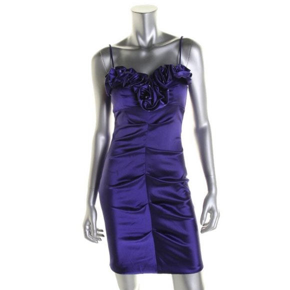 Blondie Nites Royal Purple Satin Party Dress - Picture 1 of 3